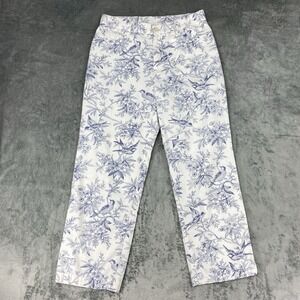 Vintage Lauren Ralph Lauren Pants Size 10 Cropped All Over Floral Bird Print 90s